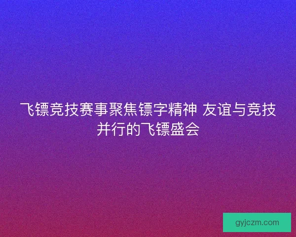 飞镖竞技赛事聚焦镖字精神 友谊与竞技并行的飞镖盛会